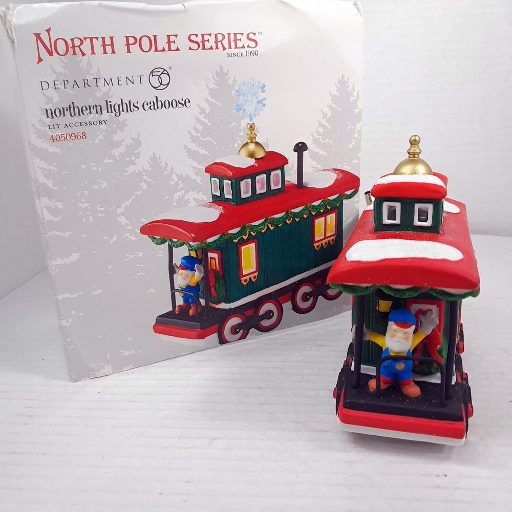 Dept 56 North Pole‎ Christmas Village NORTHERN LIGHTS CABOOSE 4050968 READ